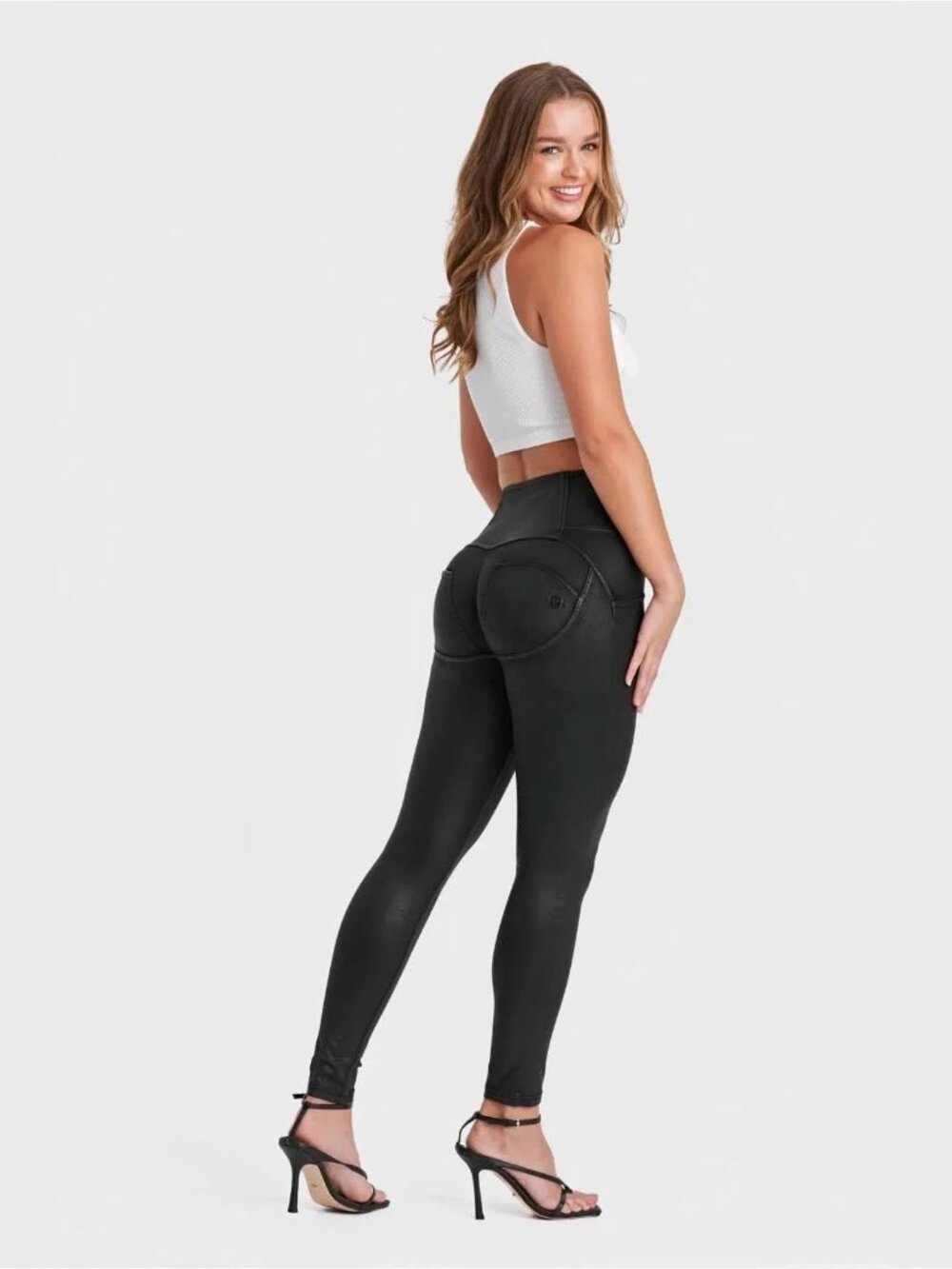 Freddy WR.UP Coated Black Limited Edition Denim High Waisted Jeans Size XL